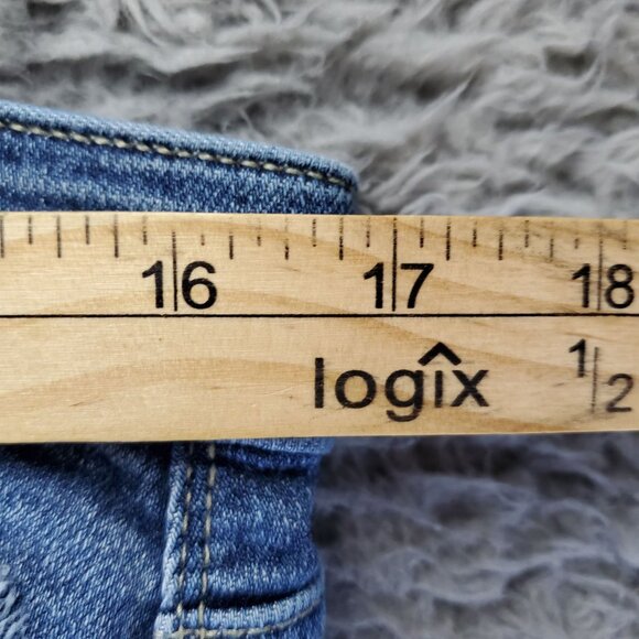 Judy Blue Shorts Womens XL Blue Distressed Denim High Rise Raw Hem Stretchy - Picture 5 of 12